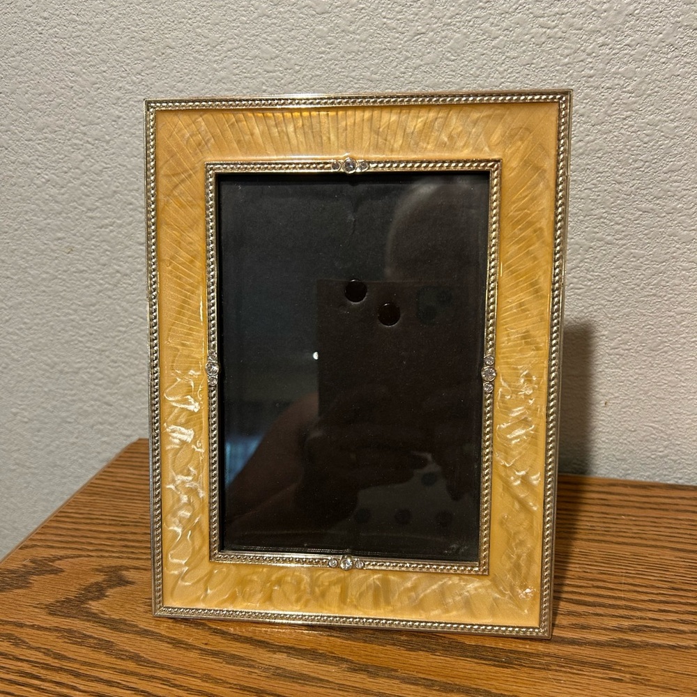 Elegant Gold Enamel and Gold Edged Photo Frame